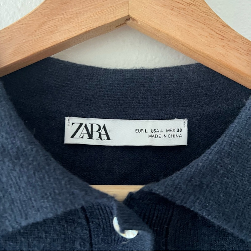 ZARA | 100% Wool Polo Collared Sweater | L - Picture 3 of 5